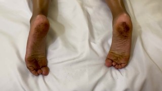 Black Girl Has Dirty Feet While Masturbating & Getting Fuck