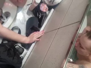 Sucked and fucked in the public bathroom