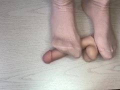 Trampling dick and balls with pretty socks 