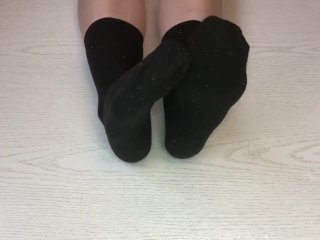 girl socks, black socks, feet, socks
