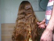 Preview 2 of Hair Fetish. Jerked off and cum on beautiful hair. Cum on Foxy's hair.