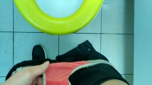 Pissing in a Public Toilet after a Long Working Day / Girls Pissing in Public