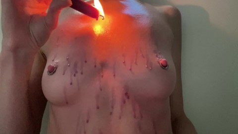 Preview: Listen to me shiver from the hot wax on my tits, then grind until I cum