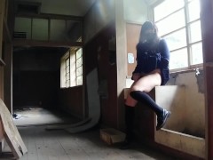 Sex toy transgender Honoka masturbation in an abandoned school.
