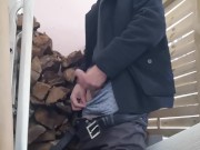 Preview 2 of Jerking off in my neighbours wood storage place