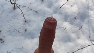 Letting The Cock Cum Fall To The Snow On Its Own