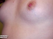 Preview 3 of Natural Small Tits. Nipple playing biting and licking - Woman Orgasm 4K