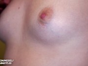 Preview 4 of Natural Small Tits. Nipple playing biting and licking - Woman Orgasm 4K