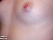 Preview 5 of Natural Small Tits. Nipple playing biting and licking - Woman Orgasm 4K
