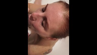 Hungover white girl still wants my dick even while in the tub