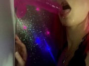 Preview 5 of Glitterdemon OnlyFans teaser compilation. Pink hair egirl slut sucks dildo and squirts