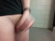 Preview 6 of Stroking in a University Bathroom (Interrupted)