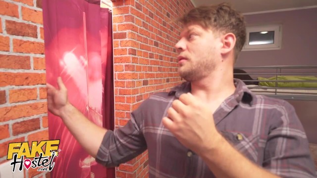 Fake Hostel Backpacker Fucks Redhead Landlady and her Petite Employee