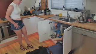 Fucks Electrician In The Kitchen Slutty Bored Housewife