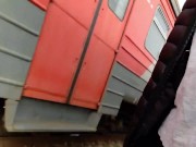 Preview 2 of Guy masturbates in a TRAIN with cameras looking at NICE guys