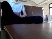 Preview 5 of Guy masturbates in a TRAIN with cameras looking at NICE guys