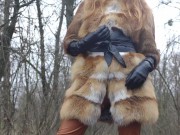 Preview 1 of Outdoor sex with redhead teen in winter forest. Risky public fuck - Otta Koi
