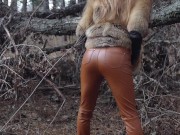 Preview 2 of Outdoor sex with redhead teen in winter forest. Risky public fuck - Otta Koi