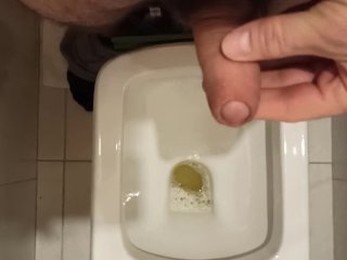 I pee in the toilet, lift my penis by masturbation, prepare it for entering your anal.