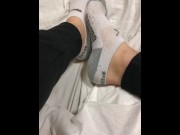 Preview 1 of Teen boy feet in puma ankle socks and smooth soles
