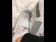 Preview 6 of Teen boy feet in puma ankle socks and smooth soles