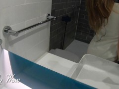 Video Visiting my parents, I fucked my stepbrother in the toilet! He cum on my evening dress!