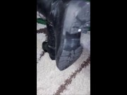 Preview 3 of At home with my horny goth neighbor, she shows me her leather boots, her feet and her pussy