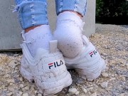 Preview 2 of Katis 6 days dirty sweaty socks and Sweaty Shoes Fila sneakers shoeplay lick my dirty sneakers clean