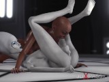 3d alien dickgirl fucks a hot ebony in the space station