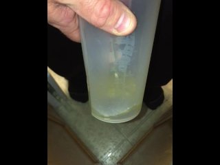 Bathrooms were occupied so I desperately urinated in the kitchen instead filling up a shaker cup