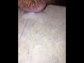 Jerking Off in the bathroom, I jizzed a huge cumshot onto the counter top and licked it all up.