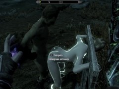 Porn with his personal maid at night in the parking lot | Skyrim sex mods