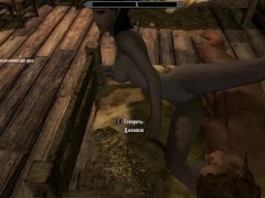 Porn with his personal maid at night in the parking lot | Skyrim sex mods