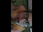 Preview 3 of Drinking more piss with her nerdy glasses on.