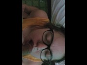 Preview 6 of Drinking more piss with her nerdy glasses on.