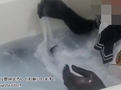 【WAM】セーラー服と黒ストッキングでローション風呂に浸かる/School Sailor. Pantyhose. Lotion Bath. Slime. - Screenshot 1 of 16 - Lotion