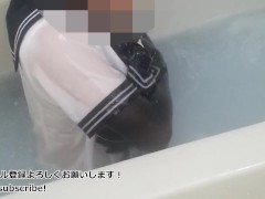 【WAM】セーラー服と黒ストッキングでローション風呂に浸かる/School Sailor. Pantyhose. Lotion Bath. Slime. - Screenshot 7 of 16 - Sailor