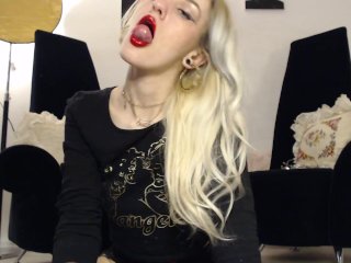 garter, blonde, long tongue, drool
