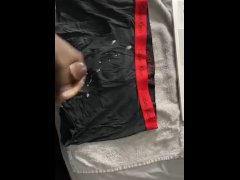 Cum explosion all over underwear and computer. 