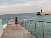 Preview 1 of NAKED GIRL WALKS ON THE BEACH IN SOCHI