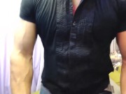 Preview 1 of Flex chest pumped muscle and get HOT in tight jeans and horny it is muscle Worship TIME