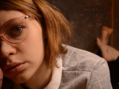 POV Blowjob from Hot Teen Girl Wrinkled Soles - Ellie Dopamine in Glasses