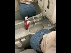 Slave girl shows herself on the plane! (Full video masturbation and piss)! Sky