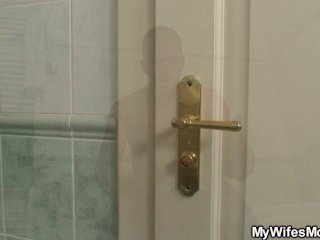 Fat Motherinlaw Riding_His Horny Dick in_the Bathroom