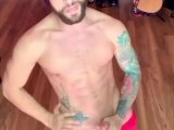 Eddie Danger stroked his hard cock and works out 