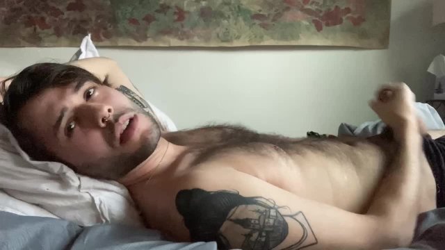 Intense Male Moaning! Hot Guy Strokes his cock for you! And explains his dick tattoo. 