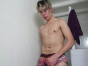 Preview 1 of Twink moaning and cum in bathroom