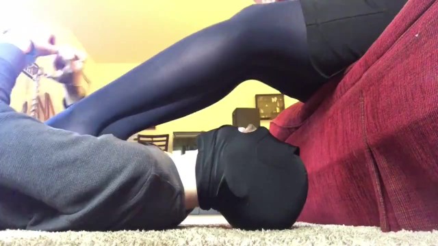Foot Fetish Girl allows Slave to Smell Stinky Pantyhose after Work