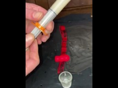 Prep syringe with a few loads of my own cum, going to inject my wife’s pussy tonight for extra lube