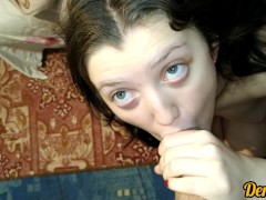 красивая милашка с большими глазами делает замечательный миньет и получает много спермы на лицо - Screenshot 2 of 16 - Eye Contact